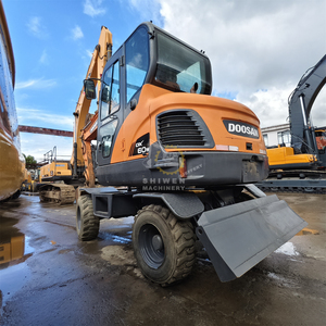 Excavatrice sur pneus Doosan DX60W d'occasion, prix bas, peinture d'origine, mini-excavatrice d'occasion Doosan DX60 DX70 DX80 à vendre - Product Image 2