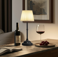 Lampe de bureau LED rechargeable à commande tactile, variateur d'intensité, abat-jour en métal et tissu, veilleuse, lampe de table sans fil pour salle à manger, restaurant, mariage