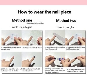 Wholesale Handmade Acrylic Full-Cover Coffin Shape False <b>Nails</b> Pre-Designed Pink/White Gradient Rhinestone Design Long Tips - Product Image 5