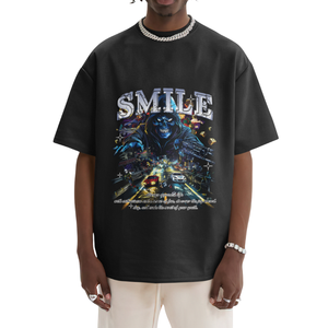 Custom DTG Printing Hip Hop Streetwear t Shirt <strong>Skull</strong> Car Graphic <strong>Tshirt</strong> Oversized Drop Should Short Sleeve Boxy T-Shirt Men - Product Image 1