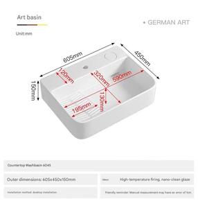 <span class=keywords><strong>Lavabo</strong></span> Quadrato in Ceramica da Appoggio, Piccolo Lavandino Domestico Singolo, <span class=keywords><strong>Lavatoio</strong></span> con Asse per Lavanderia, <span class=keywords><strong>Lavabo</strong></span> da Balcone - Product Image 4