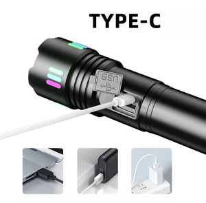 ไฟฉาย <span class=keywords><strong>SOHOT</strong></span> Aeternam กำลังสูง ชาร์จไฟได้ผ่าน USB แสงสีขาวสว่างพิเศษ 1000 ลูเมนส์ มาตรฐาน IP65 ซูมได้ ตัวเรือนอะลูมิเนียมอัลลอย พร้อมหน้าจอแสดงพลังงาน - Product Image 3