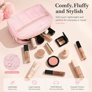 Custom <b>Makeup</b> Bag Women Quilted Cosmetic Organizer Bag Travel Toiletry Pouch Large Capacity <b>Makeup</b> Storage <b>Case</b> OEM Wholesale - Product Image 3