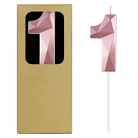 Bougie personnalisée avec logo 3D, numéroée rose, Joyeux Anniversaire, bougies numérotées dorées pour gâteau, avec certificat alimentaire BCR et Sedex 4P