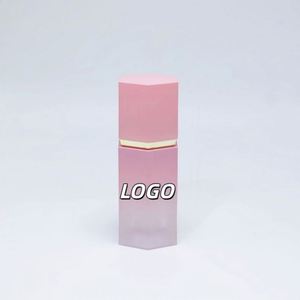 Hexagon Unique Eco-friendly Lipstick Tubes with Screen Printing Custom Logo Plastic Packaging 7ml Big Wand Brush Pink - Product Image 1