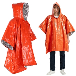 Manteau de pluie de secours, protection thermique, étanche, équipement de survie, chauffage d'urgence, couleur Orange, <span class=keywords><strong>sans</strong></span> manches, premiers secours, conserve la chaleur - Product Image 4