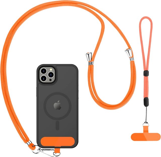 Phone Lanyard 2 Pack Set Adjustable Neck Strap Wrist Strap 2 Pads, Crossbody Nylon Rope Tether Tab Compatible Most Smartphones