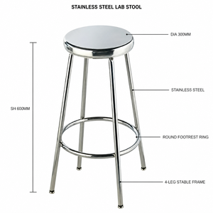 Taburete de <span class=keywords><strong>Laboratorio</strong></span> de Acero Inoxidable de 4 Patas con Anillo para los Pies, Taburete Médico Antirust para Hospital, Clínica, <span class=keywords><strong>Laboratorio</strong></span> Químico - Product Image 2