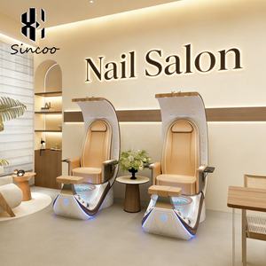 Sillón de Pedicura Eléctrico de Lujo Color Rosa con Lavabo de Acrílico, Bomba de Drenaje, Luces de Colores y Masaje de Pies para Salón de Uñas - Product Image 1