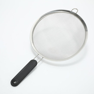 Stainless Steel <b>Strainer</b> With Black Handle Fine <b>Mesh</b> For Deep Frying Snacks - Product Image 1