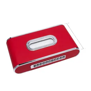 Car Dashboard Diamond Paper Towel Box with Temporary Parking Phone Number Card & Phone Holder