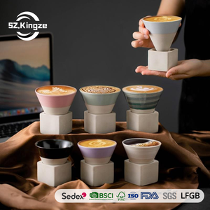 Tasse à café en céramique Kingze Logo personnalisé 120ml tasse à café créative japonaise en poterie grossière avec base - Product Image 1