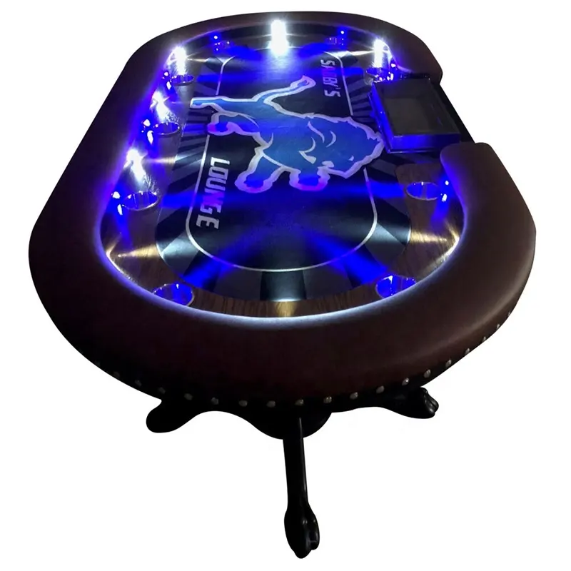 גבוהה באיכות קזינו הימורים שולחנות לייזר LED פוקר שולחן יוקרה עור למעלה-סוף עיצוב מתאים מותאם אישית בד שולחן מחצלת