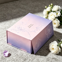 Boîte d'emballage rigide personnalisée avec logo dégradé rose et violet, élégante boîte cadeau pliable magnétique pour kit de soins de la peau