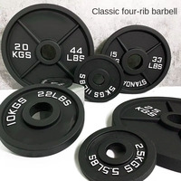 Disque de musculation en fer pur à quatre nervures, grand trou, équipement de fitness pour l'entraînement, poids de 25 kg, 20 disques de musculation