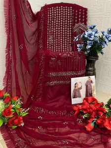 ชุดสูทปากีสถานสำหรับผู้หญิงชุดสูทสำหรับงานแต่งในโอกาสพิเศษงานปักลาย - Product Image 5