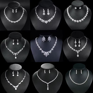 Conjunto de collar de circón chapado en oro de estilo clásico para bodas, fiestas de compromiso de graduación nupcial; regalo de moda para la religión islámica - Product Image 1