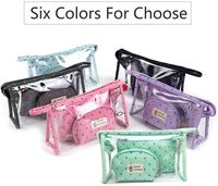 JOYSUN JOYSUN Nouveau modèle à succès : Trousse de maquillage transparente en PVC, ensemble de trois pièces avec logo, étui de rangement en plastique PC