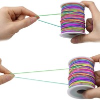 1.5mm arc-en-ciel fil élastique perle colorée chaîne extensible 65 mètres/rouleau accessoire de couture