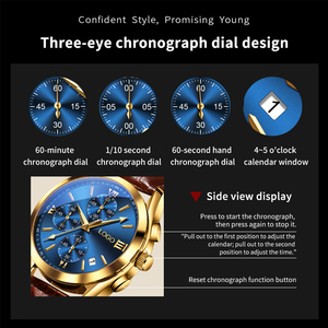 Montres à quartz classiques OEM 2872 pour hommes, étanches, bracelet en cuir véritable, boîtier en alliage de style antique, diamètre du cadran 40 mm - Product Image 4