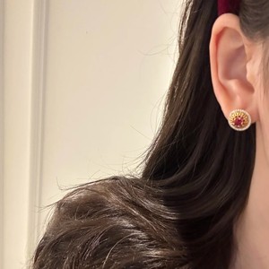 Chinese Style Rose Window Earrings Ruby Full Diamond Geometric Design Women's Everyday Wear - Product Image 2