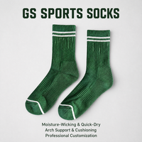 Chaussettes de sport athlétiques mi-mollet en maille tricotée respirante avec logo personnalisé, en coton, nylon et élasthanne, vertes, pour la course et l'entraînement en salle de sport