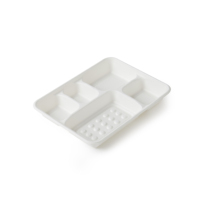 Contenants alimentaires jetables ronds biodégradables en canne à sucre recyclée à 6 compartiments avec couvercles (tailles 9''/10''/12'')