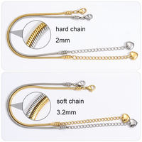 Bracelet anti-ternissement DIY en acier inoxydable plaqué or 18 carats, étanche, avec fermoir ouvert, simple, chaîne serpent et breloque cœur