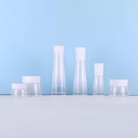 Ensemble de soins de la peau personnalisé de luxe : flacons et pots en verre mat pour lotion hydratante et crème pour le visage, avec processus d'électrodéposition à dégradé