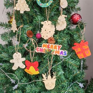 Wholesale Wooden Christmas Ornaments Merry Christmas Hanging Decor for Tree DIY Color Wooden Pendants Dropshipping - Product Image 2