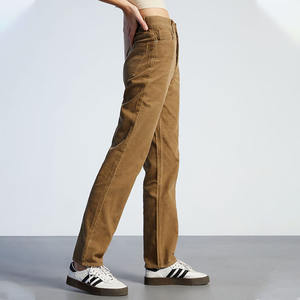 <strong>Women</strong> New <strong>Brown</strong> Fleece <strong>Corduroy</strong> Korean Style Straight Cargo <strong>Trousers</strong> High Waist Streetwear Pants for <strong>Women</strong> - Product Image 2