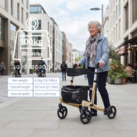 Déambulateur en aluminium Relaxsmith pour personnes âgées, avec siège, sac de rangement, hauteur réglable, certifié CE, léger et sûr