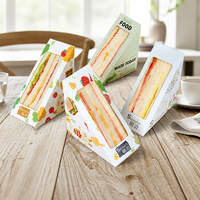 Boîte à sandwich triangulaire auto-élevante en kraft écologique, emballage jetable pour boulangerie à emporter sans impression personnalisée