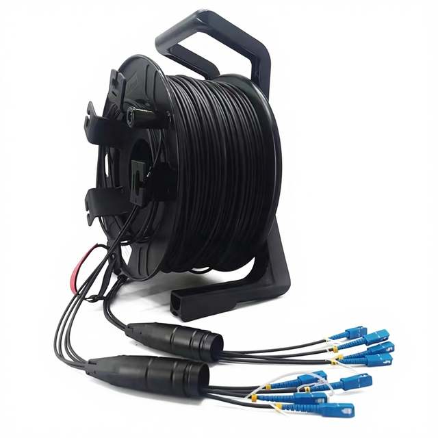 Portable Tactical 2-24 Core Fiber Optic Patch Cord Drum Cable Reel 100m/300m/500m/1000m Waterproof Network Equipment