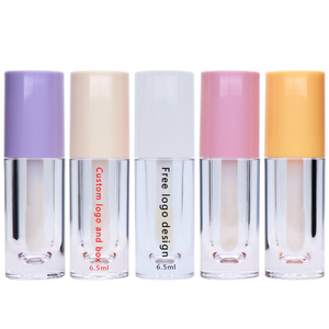 Envase con Logotipo Personalizado, Tubo de Brillo Labial Vacío de 6.5 ml, Tubo de Brillo Labial Redondo Rosa con Brocha Grande - Product Image 1