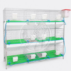 Cage à lapins 2026 en fil d'acier galvanisé à chaud, empilable sur 3 niveaux, type H, pour élevage commercial, avec mangeoire, abreuvoir et bac à fumier - Product Image 1