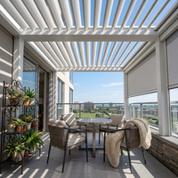 Pergola Commerciale Robuste en Aluminium avec Toit Pare-Soleil à Lames Orientables Imperméables pour Restaurant, Jardin, Bâtiment, Pavillon, Patio