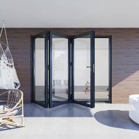 Porte pliante en verre en aluminium, service OEM, porte de balcon extérieure, porte pliante insonorisée en verre, porte d'entrée en verre en alliage d'aluminium