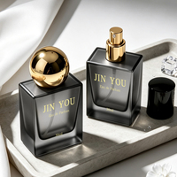 Expédition immédiate : Flacon pulvérisateur de parfum en verre carré plat de 30 ml, de qualité supérieure, avec boîte d'emballage personnalisée de luxe, impression sérigraphique et base lourde.