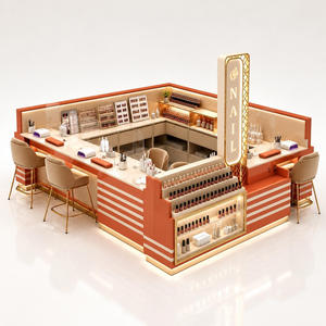 Kiosco de Uñas de Lujo, Mostrador de Exhibición Personalizado para Salón de Manicura, Cabina Moderna con Vitrina de Vidrio LED, Diseño en Metal y Acrílico - Product Image 1