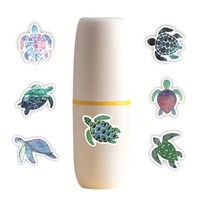 50 pegatinas de PVC de tortugas de dibujos animados de criaturas marinas para vasos, maletas, cuadernos, película mate impermeable