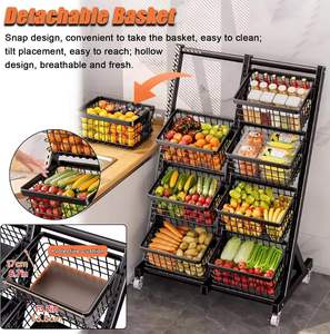 Étagère à Légumes et Fruits de Supermarché Présentoir Commercial pour Snacks/Bonbons/Chips Étagères de Présentation pour Supérette avec Panier - Product Image 3