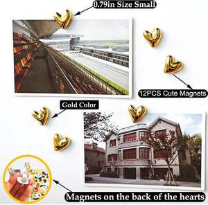 12 Imanes para Refrigerador, Imanes Dorados para Nevera de 0.79 Pulgadas, Pequeños Imanes Decorativos con Forma de Corazón para el Hogar, Cocina y Oficina - Product Image 4