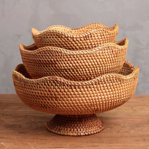 JN JN4050 Keranjang Penyimpanan Multifungsi Anyaman Rotan Alami Ramah Lingkungan, Nampan Buah, Wadah Permen, Buah Kering, Untuk Penggunaan di Rumah dan Kantor - Product Image 5