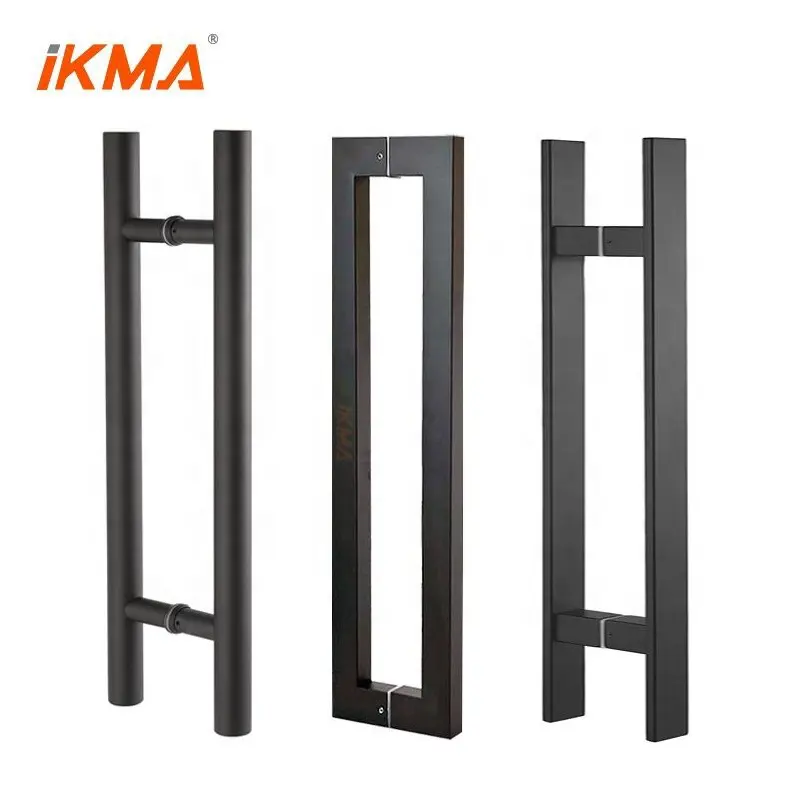 IKMA Hersteller Großhandel kommerziellen Klassiker H Typ Rohr Sus 304 201 316 Shop Glastür Holz Haupt große Tür schwarzer Griff