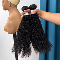 Extensions de cheveux humains vierges B1 Afro Kinky Curly, noirs naturels, bouclés serrés, double trame, vente en gros