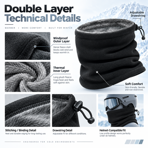 <span class=keywords><strong>Cagoule</strong></span> de ski double couche premium en polaire épaisse, doublure de casque coupe-vent, masque facial pour cyclisme en extérieur, unisexe, ligne OEM ODM - Product Image 3