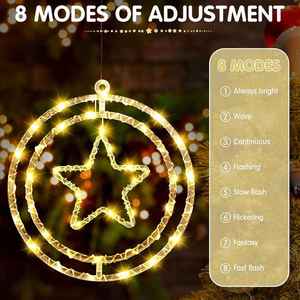 Luci Notturne 3D Pendenti Girevoli a Stella e Luna Bianco Caldo per Decorazioni di <span class=keywords><strong>Buon</strong></span> <span class=keywords><strong>Natale</strong></span>, Capodanno, Albero, Finestra e Parete - Product Image 5