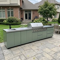 Cuisine extérieure DIY en acier inoxydable avec grand espace de cuisson, armoire et évier avec robinet pour l'extérieur