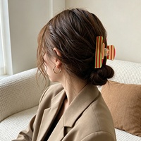 Nouvel Arrivage Pince à Cheveux Polyvalente Style Simple Rayures Colorées Logo Personnalisé pour Chignons Arrière de Tête Femme Accessoire Cheveux